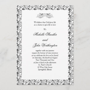 Plantilla negra y blanca de la invitación de la