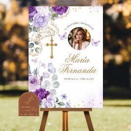 Plantilla para Programa Funerario Floral Morado