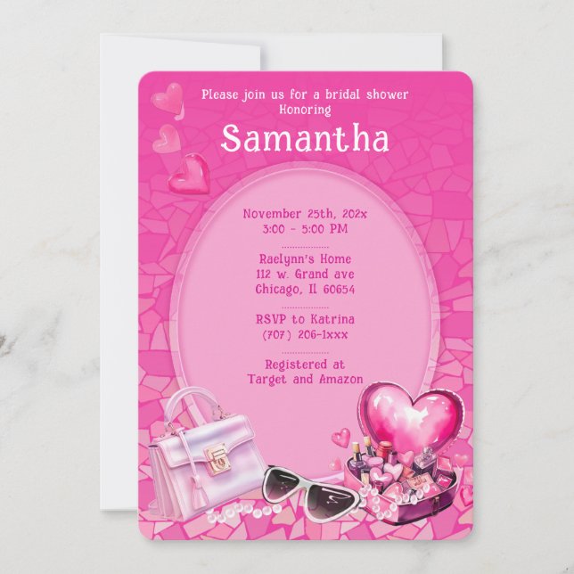 Plantilla personalizada de ducha de novias rosadas (Anverso)