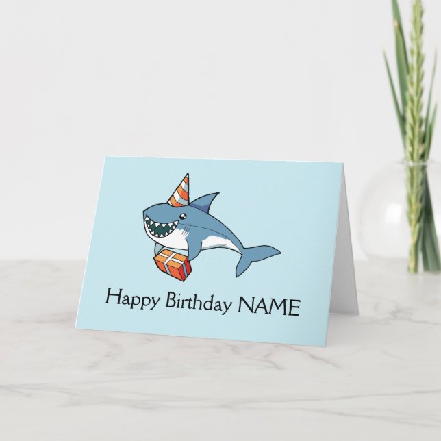 Plantilla personalizada de tarjeta de Shark Happy  (Anverso)
