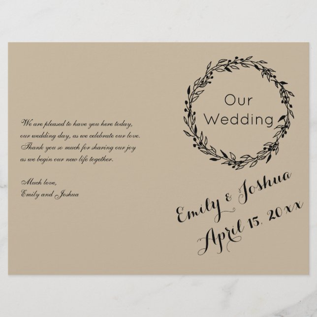 Plantilla personalizada para ceremonia de boda - F (Anverso)
