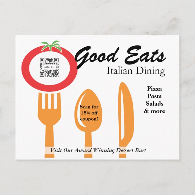 Plantilla postal Casual Dining Italiano (Anverso)