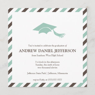Plantilla rayada de la invitación de la graduación