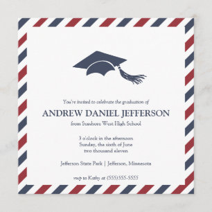 Plantilla rayada de la invitación de la graduación