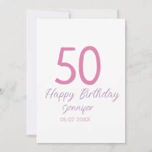 plantilla rosa de 50 cumpleaños agregar nombre fec