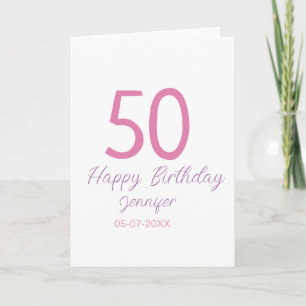 plantilla rosa de 50 cumpleaños agregar nombre fec