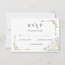 Plantilla RSVP de Boda Dorada Elegante Personaliza
