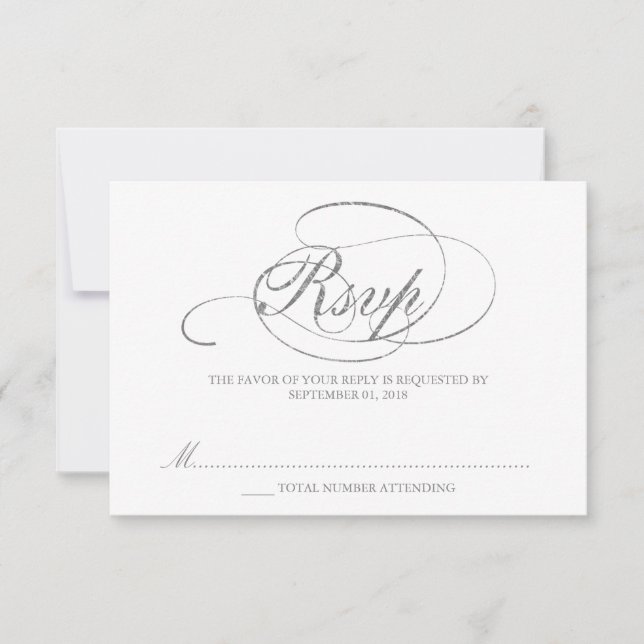 Plantilla RSVP de casamiento de Relieve metalizado (Anverso)