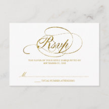 Plantilla RSVP de casamiento de Relieve metalizado