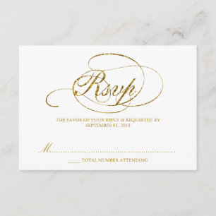 Plantilla RSVP de casamiento de Relieve metalizado