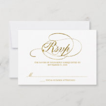Plantilla RSVP de casamiento de Relieve metalizado