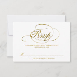 Plantilla RSVP de casamiento de Relieve metalizado
