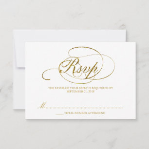 Plantilla RSVP de casamiento de Relieve metalizado