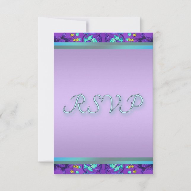 Plantilla RSVP verde azulado Blue Purple (Anverso)