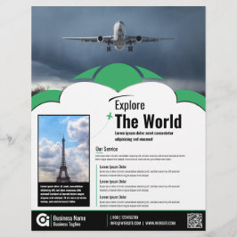 Plantilla verde de volante de la agencia de viajes