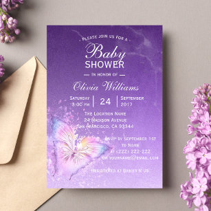 Plantillas Baby Shower Cuple Purple Butterfly