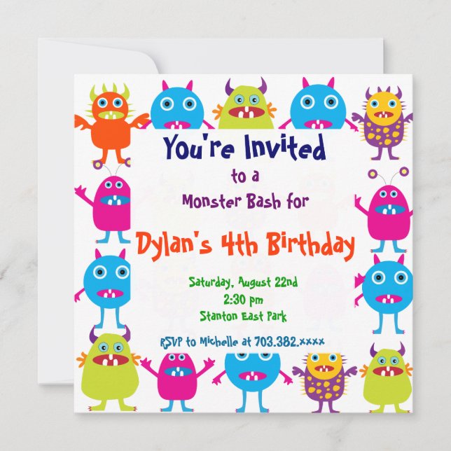 Plantillas de invitación a fiesta de cumpleaños de (Anverso)