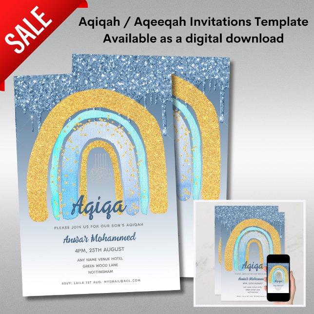 Plantillas de invitación de Aqiqa Digital Arcoíris (Subido por el creador)