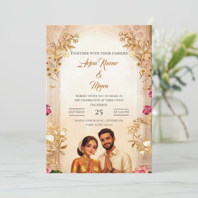 Plantillas de Invitación de Boda Hindú Tradicional (Anverso de pie)