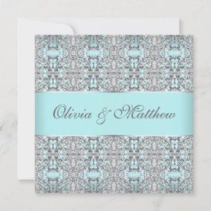 Plantillas de Invitación de Boda Plateado Azul Ver