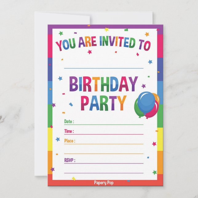 Plantillas de invitación de cumpleaños personaliza (Anverso)