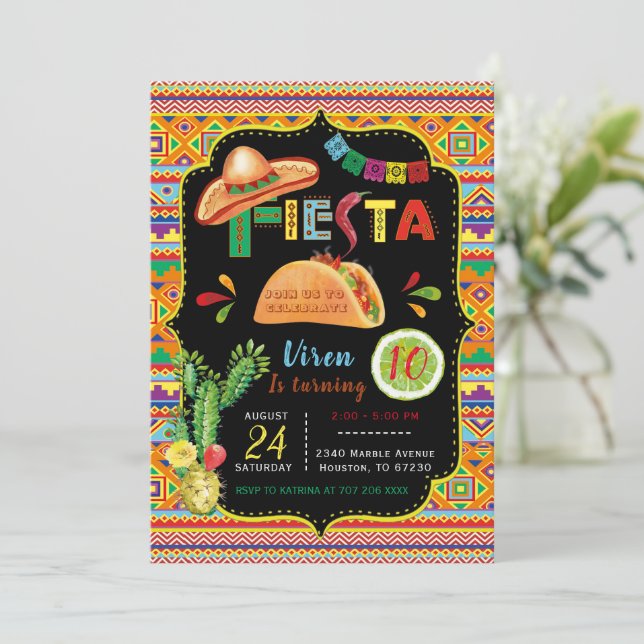 Plantillas de Invitación para Fiesta Mexicana (Anverso de pie)