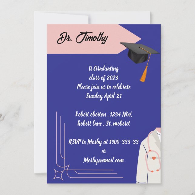 Plantillas de invitación para graduación médica ed (Anverso)
