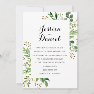 Plantillas de invitaciones a bodas de verde