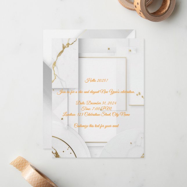 Plantillas de Invitaciones de Fiesta de Año Nuevo  (Anverso/Reverso In Situ)