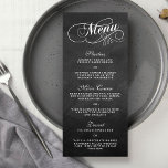 Plantillas de menú Boda de pizarra elegante<br><div class="desc">Celebre con estilo con estas tarjetas de menú de moda. La redacción es fácil de personalizar y los clientes de la cena estarán encantados cuando reciban estos menús de diseño.</div>