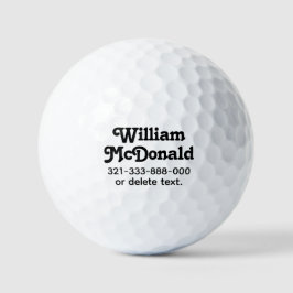 Plantillas de pelotas de golf con nombre personali