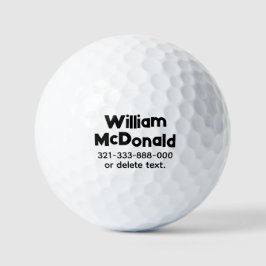 Plantillas de pelotas de golf con nombre personali