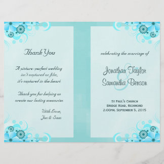 Plantillas de Programa de Boda BiFold Floral Azul