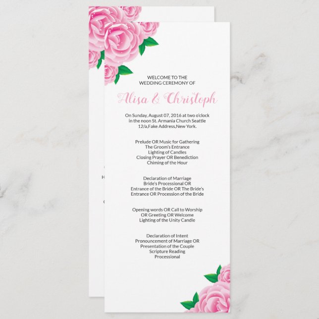 Plantillas de Programa de Boda para Ceremonia (Anverso / Reverso)