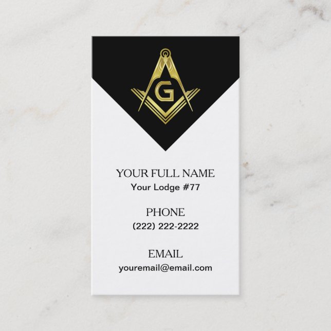 Plantillas de tarjetas de visita Masonic Black Gol (Anverso)