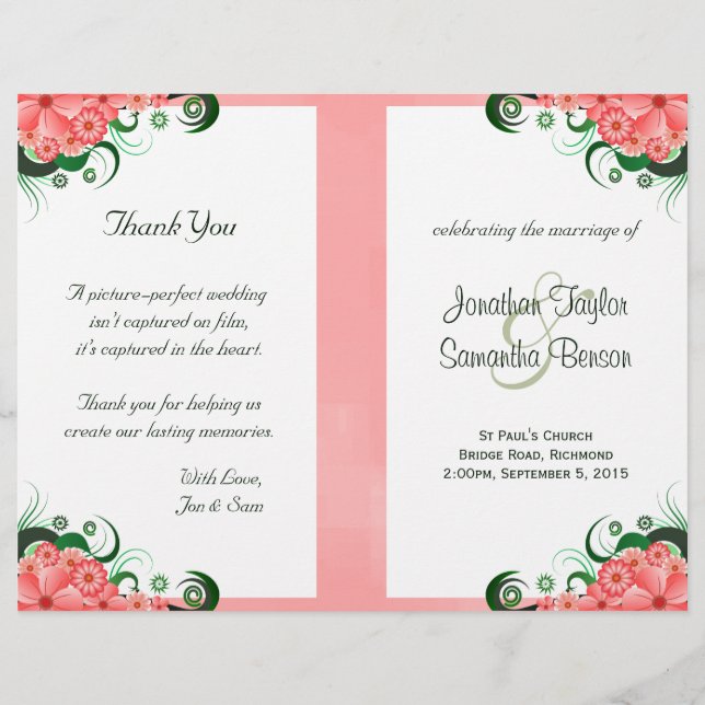 Plantillas del programa Boda Floral Rosa Hibiscus (Anverso)