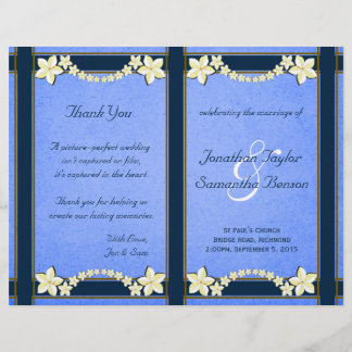 Plantillas del programa de bodas con flores azules