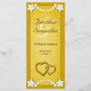 Plantillas del programa de bodas florales de oro r