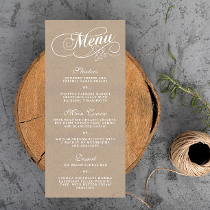 Plantillas elegantes de menú Boda Kraft