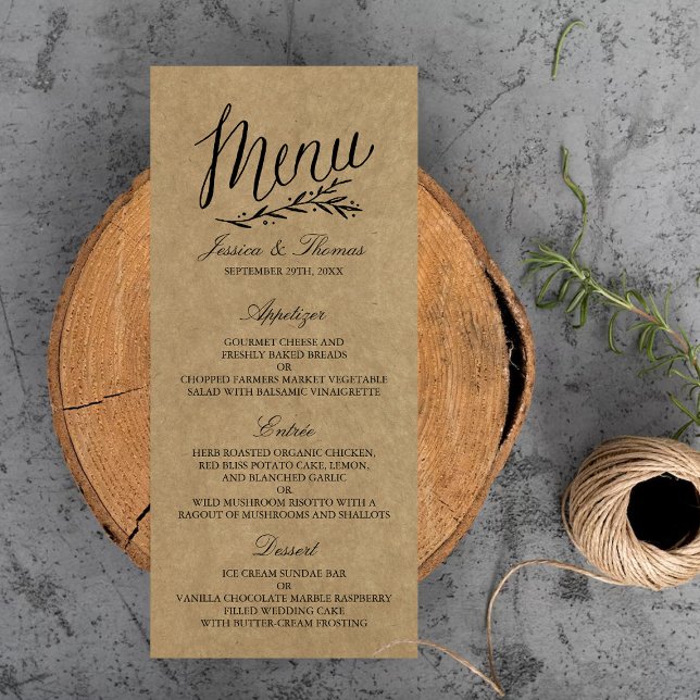 Plantillas elegantes de menú Boda Kraft (Subido por el creador)