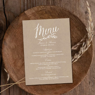 Plantillas elegantes del menú de la boda de Kraft