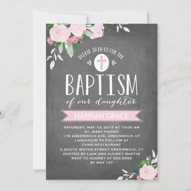 Plantón de flores | Invitación al bautismo (Anverso)