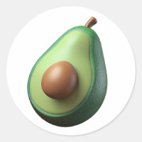 Plástico de aguacate 3D - Etiqueta redonda brillan
