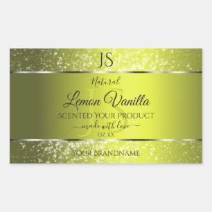 Plata amarilla con etiquetas de productos iniciale