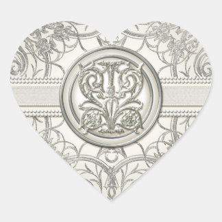 Plata Aspecto Swirl Corazón Elegante Sellos De Bod