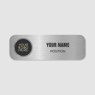 Plata cepillado, logotipo Personalizado, etiqueta
