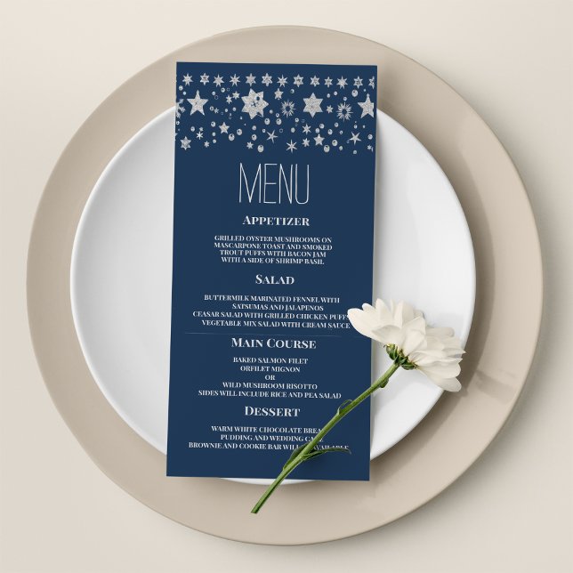 Plata Chirstmas Feria luz de invierno Menú Boda (Silver Chirstmas fairy light winter Wedding Menu)