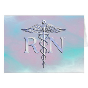 Plata Como RN Caduceus Madre Médica Perla