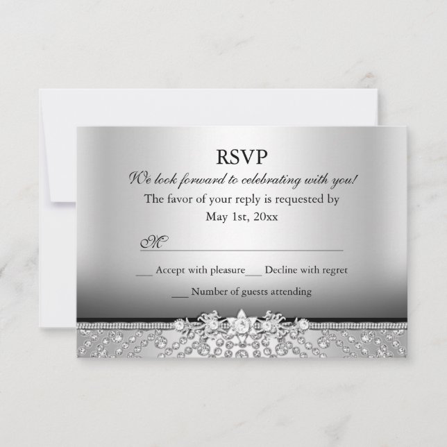 Plata de diamantes y RSVP negro (Anverso)