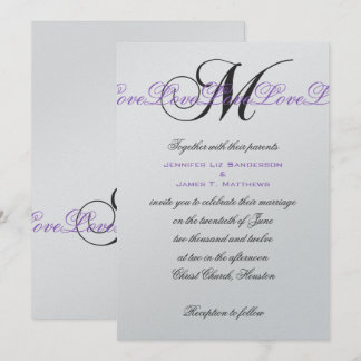 Plata de la púrpura de las invitaciones de la boda